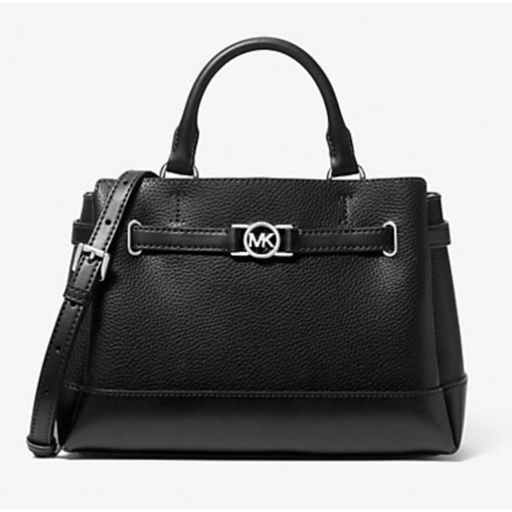SOLD Michael Kors Large Reed Black Pebbled Leather Satchel Crossbody Shoulder